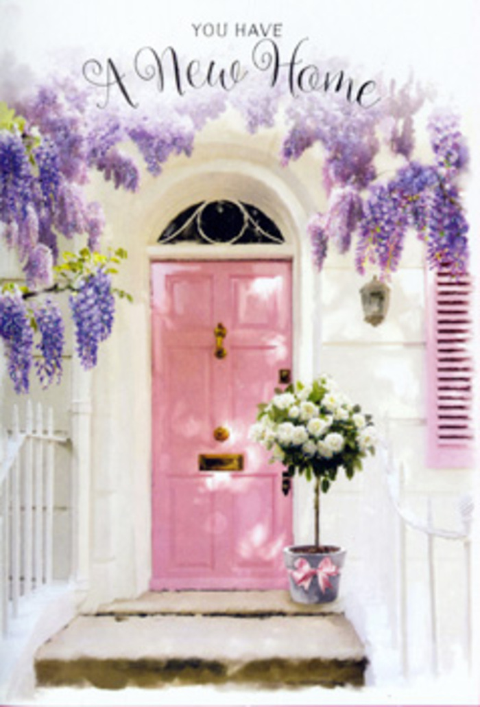 This image of a Whitechapel doorstep captures the exact mix of excitement and calm that accompanies moving into a new place, especially in a neighbourhood rich with history and stories. At the centre is a front door painted in a soft, warm pink, the kind of colour that feels instantly welcoming amidst the bustle of the East End. Its surface appears matte and smooth, framed by bright white walls and a neatly painted shutter, which bounce light back into the scene and heighten the pastel tones. Above the doorway, wisteria cascades in sumptuous waves, its blossoms a blend of lavender, lilac, and muted mauve. The flowers hang in long, pendulous clusters that form a natural arch, their imagined fragrance drifting like a gentle whisper that could mingle with the everyday sounds from nearby Whitechapel Market. Below this floral canopy, a modest stone step hosts a chic grey tin bucket, slightly weathered in appearance, giving it a relaxed, lived-in charm. From this bucket springs a full, thoughtfully arranged bouquet of ivory and cream roses, their petals velvety, slightly cupped, and luxuriously layered. Between the blooms, shoots of fresh greenery poke through, offering hints of soft green and silvery sage that make the whites appear even more luminous. A narrow satin ribbon in a pale pink tone is tied precisely around the bucket's base, its neatly knotted bow sending a subtle echo of colour back toward the painted door. The light in the scene is gentle and diffused, with soft shadows cast by the wisteria across the walls, door, and step, creating depth without harshness. Altogether, it feels like a carefully composed floral moment outside a new home in Whitechapel-a scene that honours the tradition of welcoming someone with flowers while speaking quietly of new chapters, comfort, and the long days ahead spent coming and going through that door.